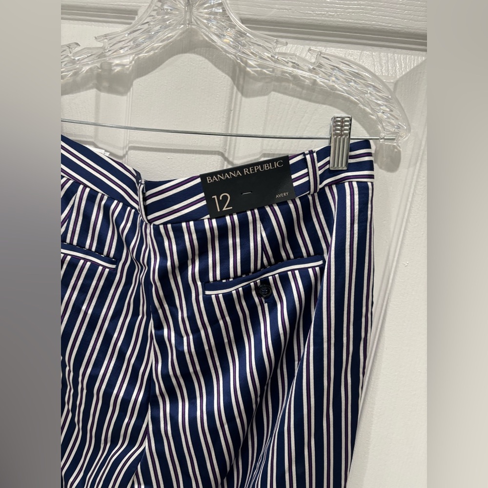 Banana Republic Blue and White Striped Shirt, Size:12, available in Petites - Picture 6 of 11